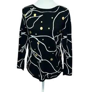 Chico's Elegant Black Sweater with Gold Accents
